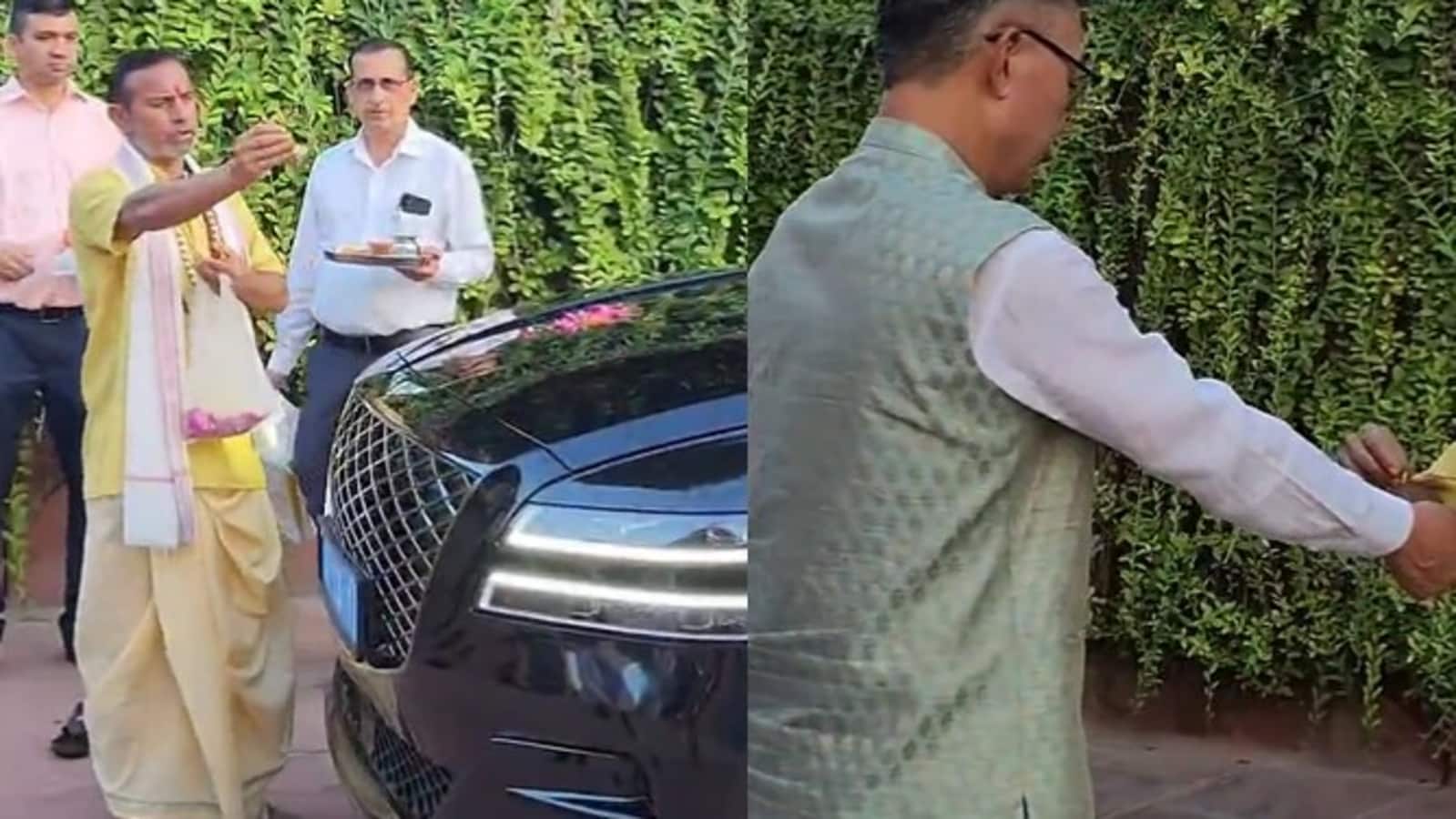 South Korean Ambassador welcomes new car with a pooja ceremony. Watch