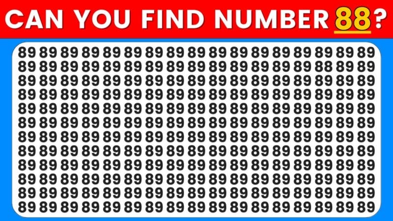 Find the odd number.  Only 1 percent of people can find the number 88 in 8 seconds