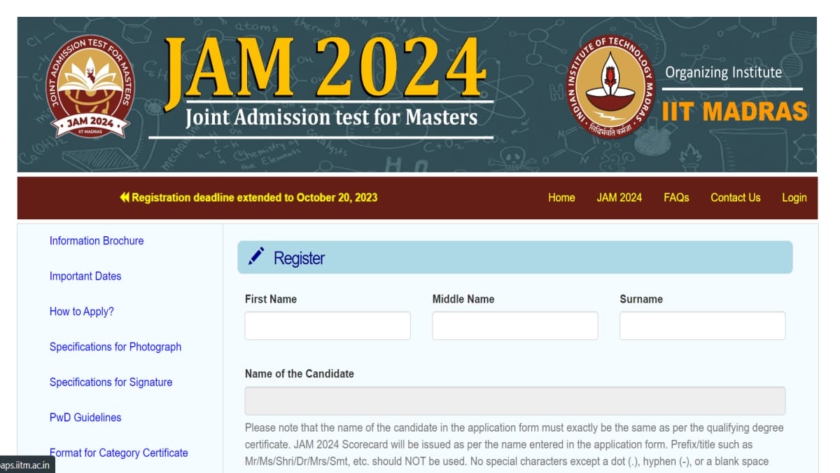 JAM 2024 registration and application process ends today