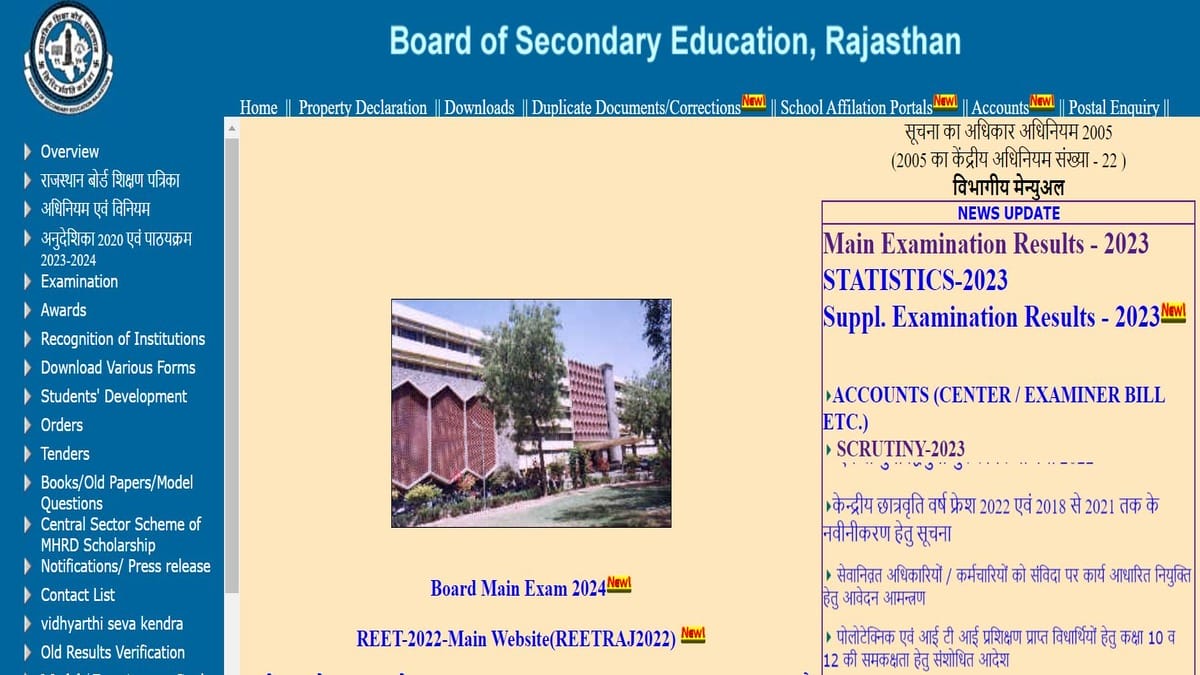RBSE Time Table 2024 PDF