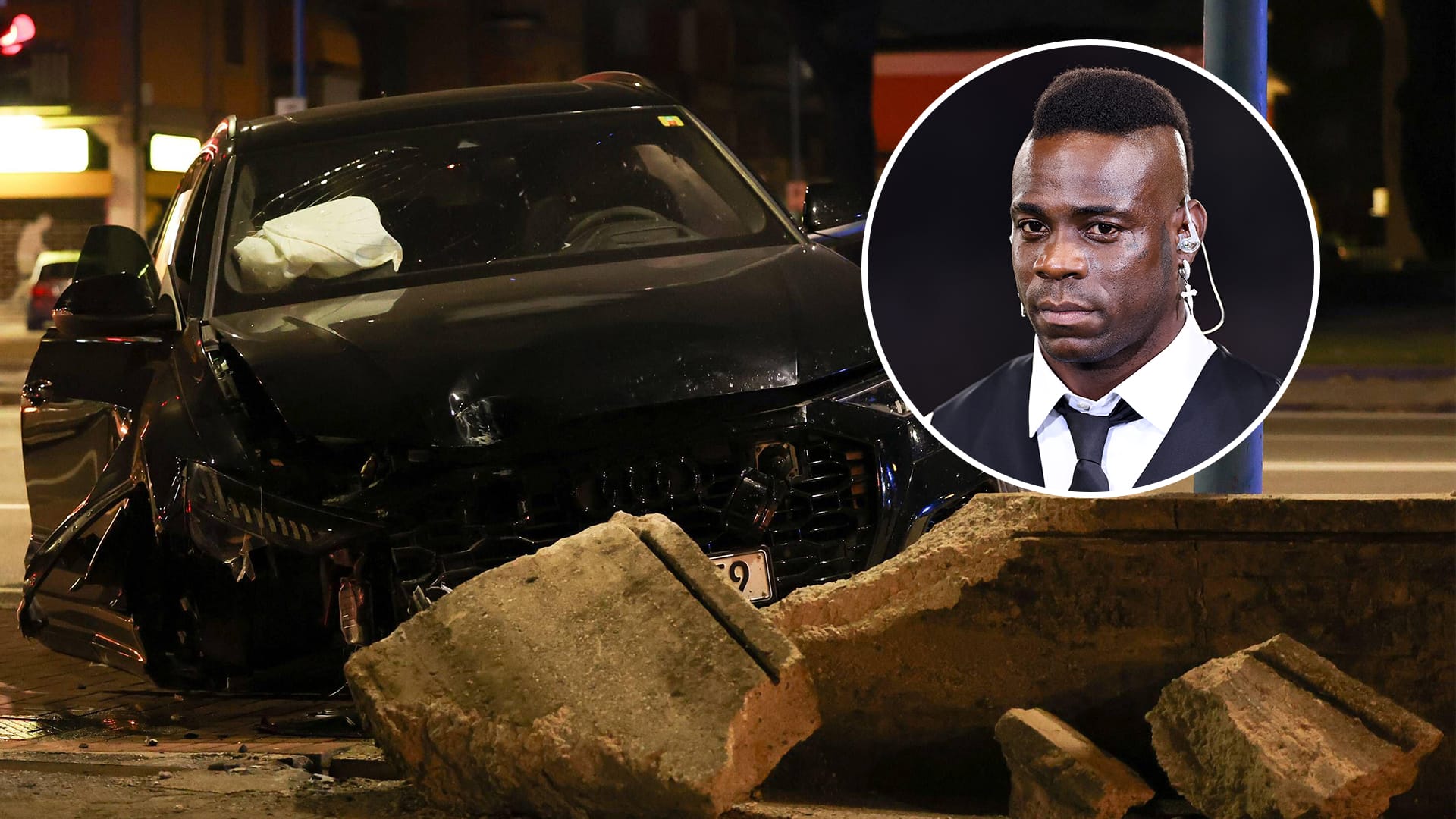Mario Balotelli smashes £100k Audi into wall in horror accident before 'refusing breathalyser test'