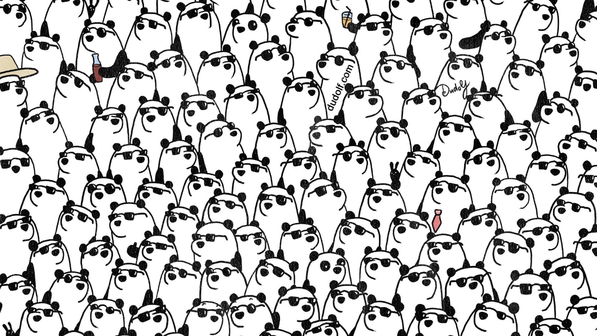 You could have a high IQ if you can find the three pandas not wearing sunglasses in 30 seconds