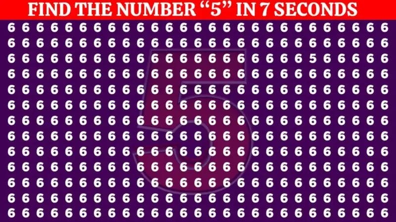 Only a person with 360-degree vision can spot the number 5 among 6 in 6 seconds
