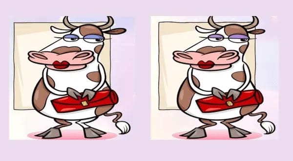 Only 5% of people see 5 differences in a flirtatious cow?  Find the differences in just 15 seconds