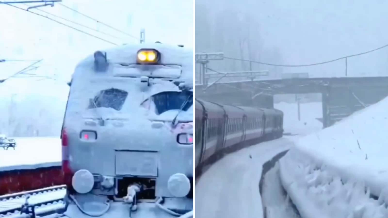 Train passes through snow-clad Jammu and Kashmir, Indian Railways shares mesmerising video