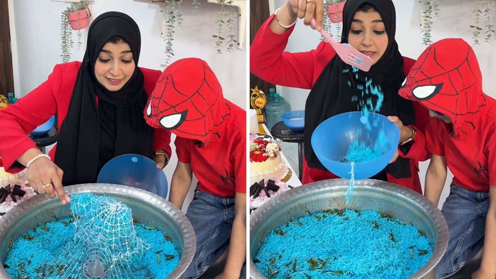 After Barbie biryani, woman prepares blue-coloured Spider-Man biryani. Video goes viral