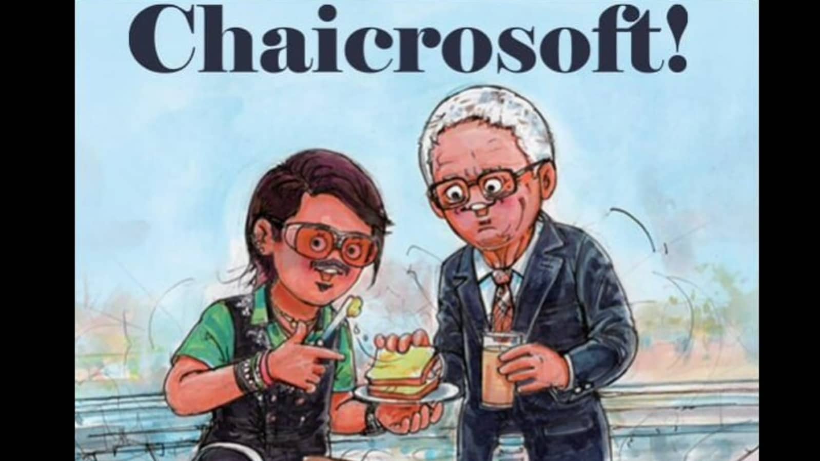 Amul celebrates Bill Gates and Dolly Chaiwala's viral encounter with a witty doodle. See pic