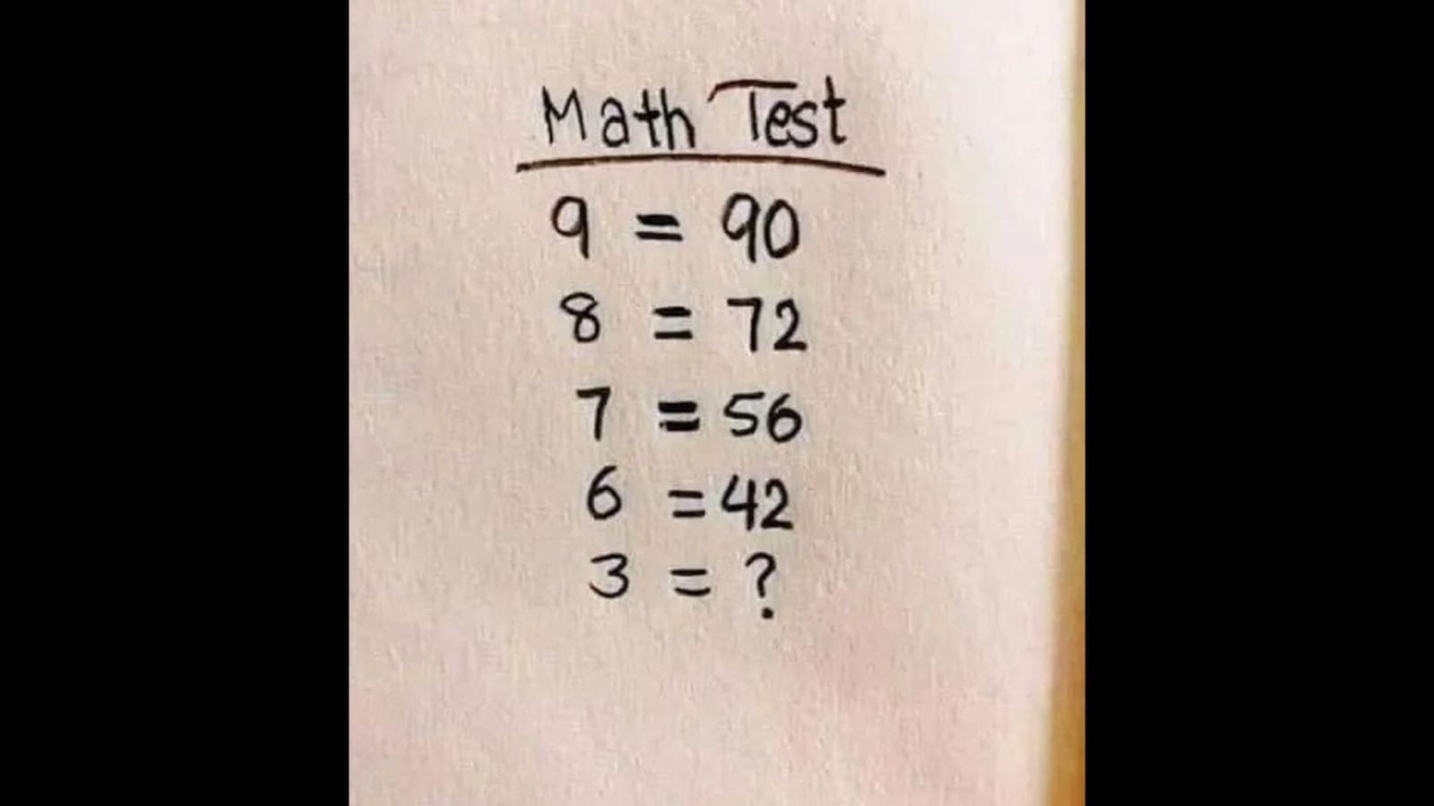 Brain Teaser: Can you find the value of number 3 in this maths test without using pen and paper?