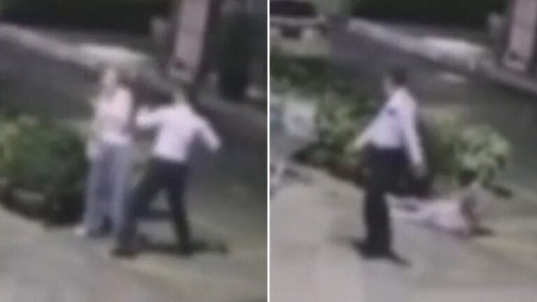 Horror moment Brit mum is sucker-punched & knocked to ground by Thai security guard after she finds him sleeping on duty