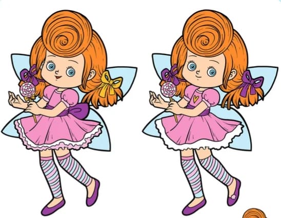 Find 10 differences in the picture of a cute girl with sweets
