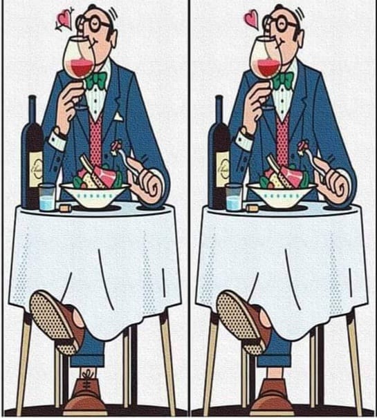 Find 3 differences in the picture of a man enjoying wine in 3 seconds