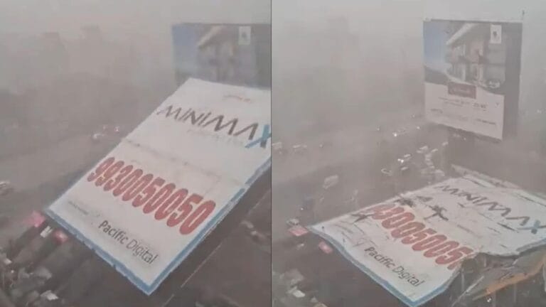 Mumbai rains: Giant hoarding collapses in Ghatkopar amid dust storm. Video