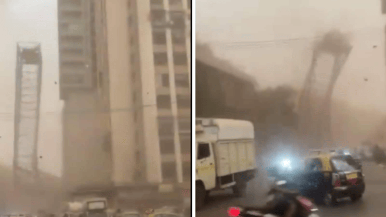 Terrifying Mumbai dust storm video shows massive metal tower falling: ‘Gaya bhai, gaya’