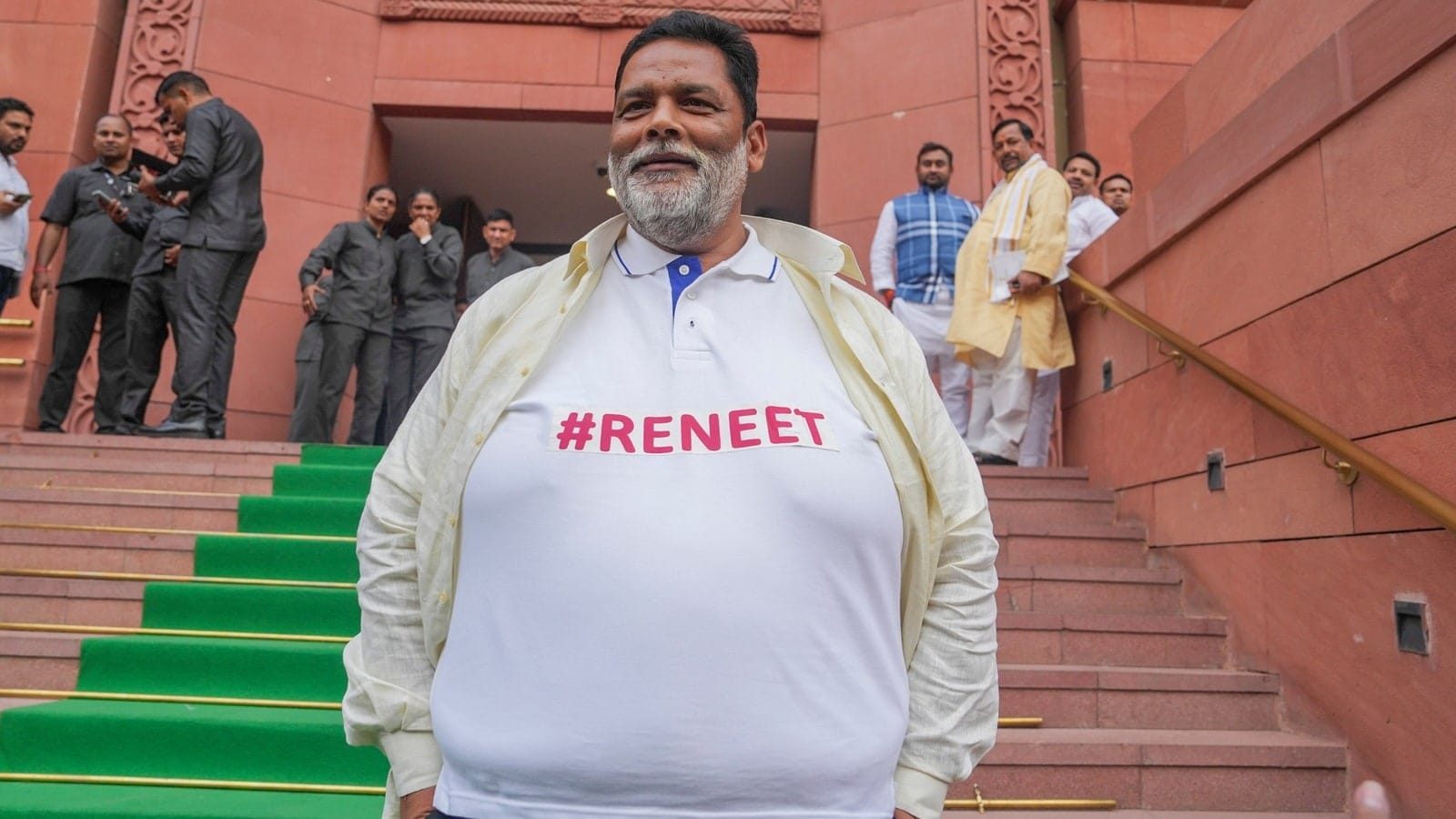 Bihar MP Pappu Yadav sports ‘re-NEET’ T-shirt while taking oath in Lok Sabha, asks ‘who will talk about the youth?’