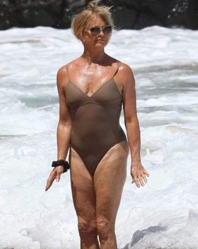 "Goldie Hawn, 77, sparked gossip by sharing vacation photos of herself in a bathing suit."