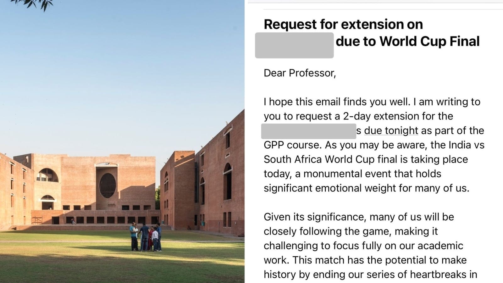 IIM-Ahmedabad professor shares students’ request for deadline extension: ‘India vs South Africa tonight’